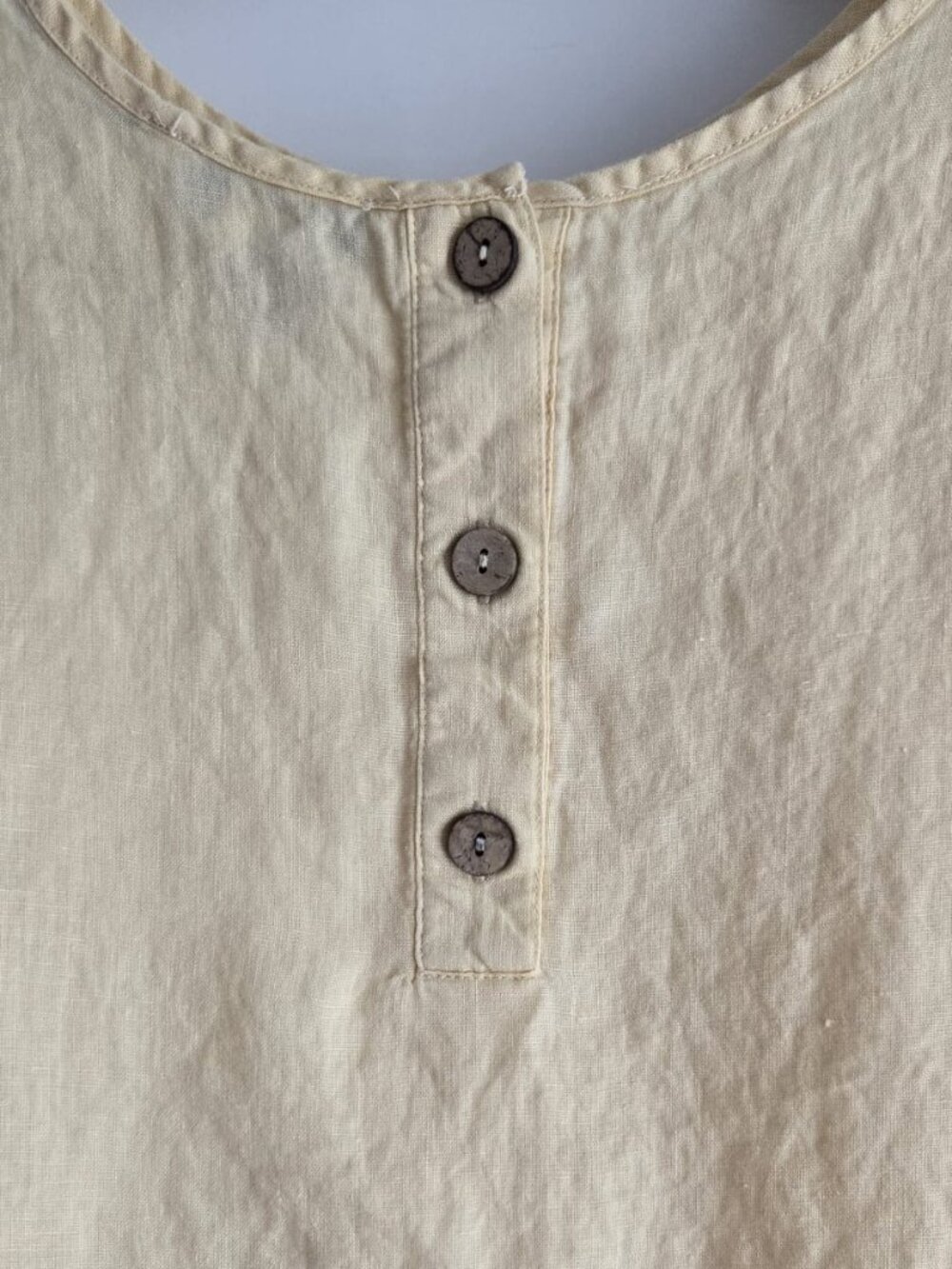 100% Linen Butter Yellow Tie Front Short Sleeve Top Size M PTP20 - Picture 3 of 9